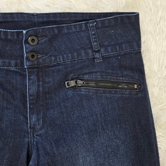 DKNY Size 14 Womens' Denim Blue Jeans Straight Leg Zip Front Pockets Dark Wash - Picture 3 of 12